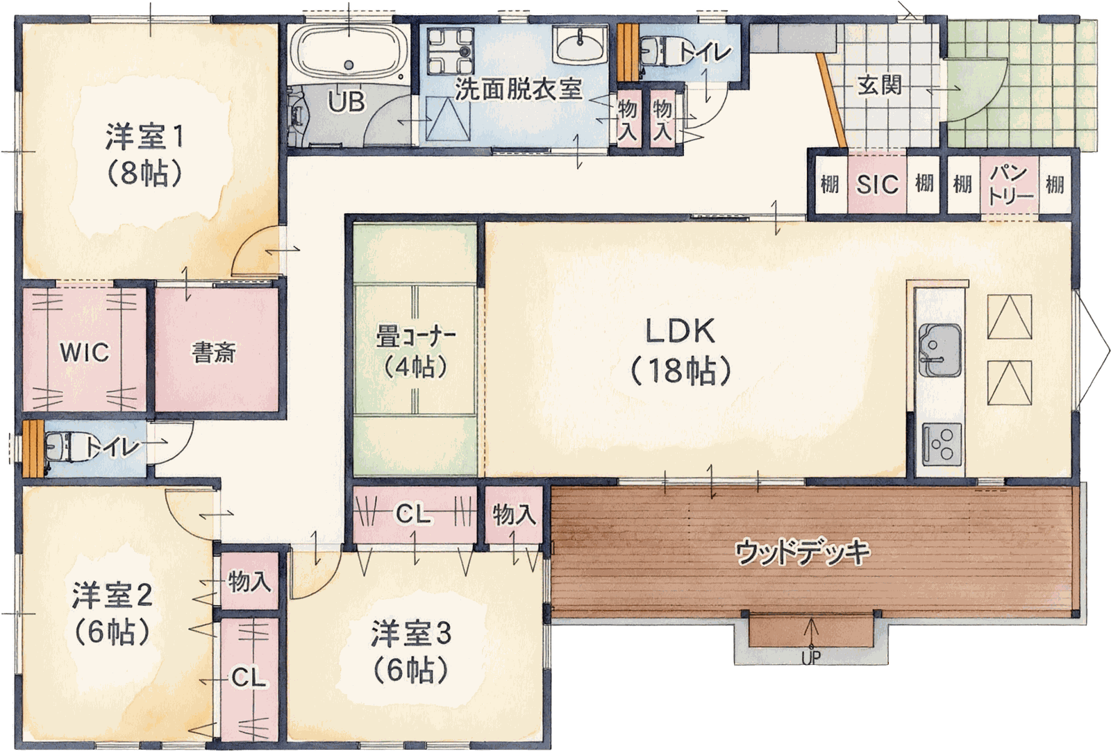 Ftype 35坪3LDK 間取り図