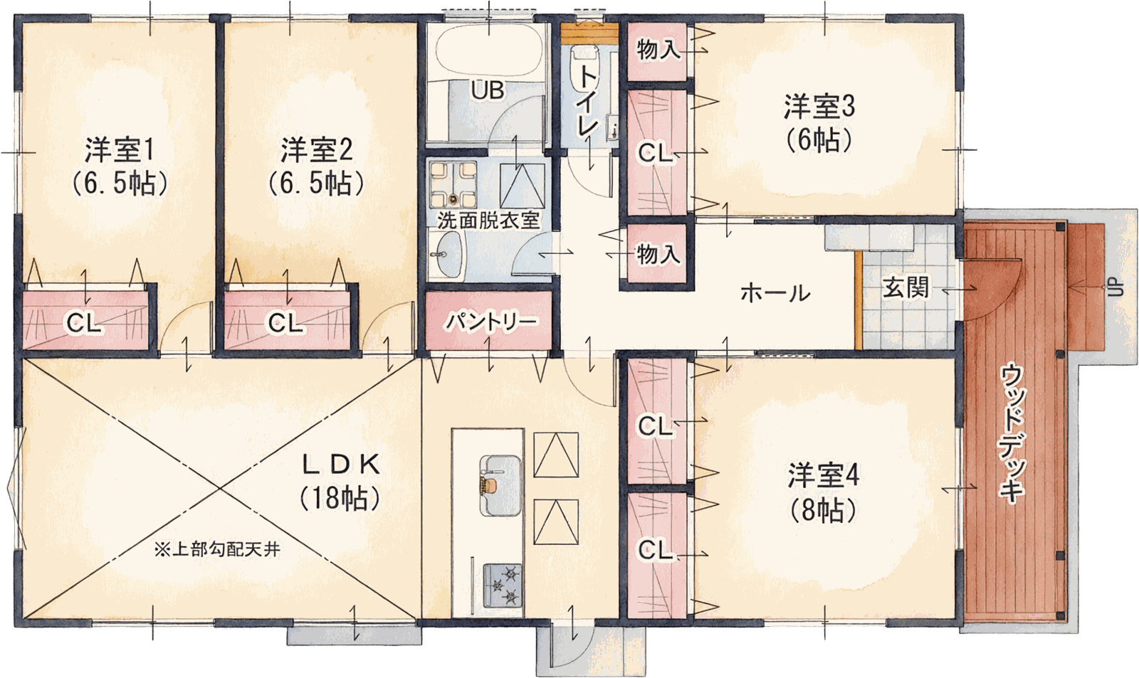 Ftype 31.5坪4LDK 間取り図