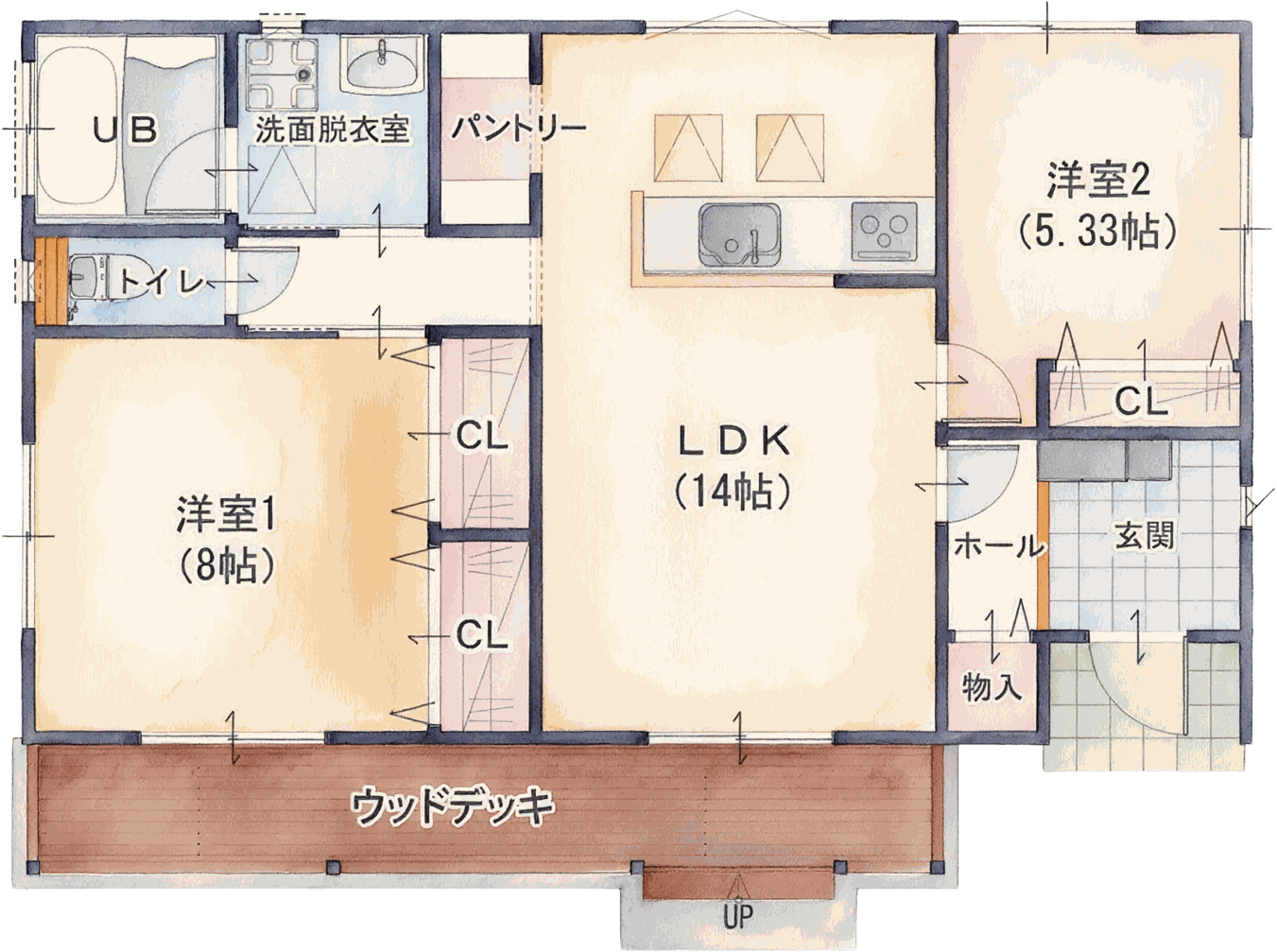 Ftype 20.5坪2LDK 間取り図