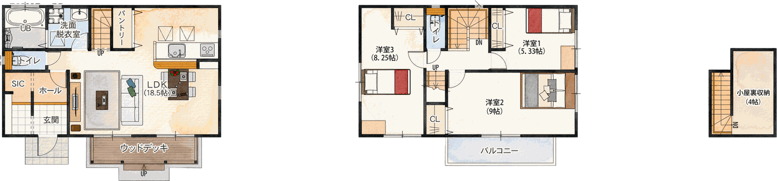 K30type 30坪3LDK 間取り図